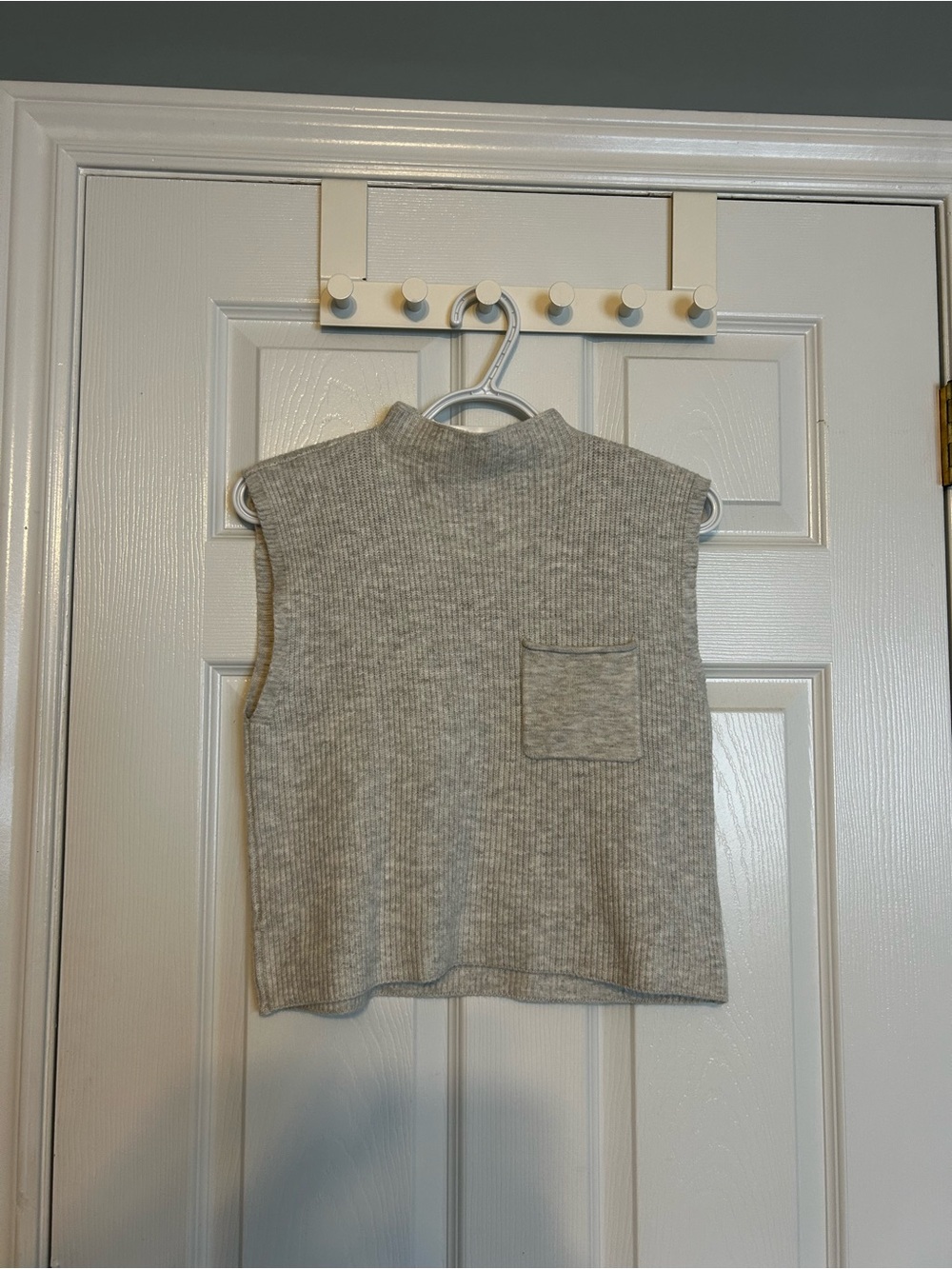 George Gray Ribbed Mock Neck Tank with Pocket